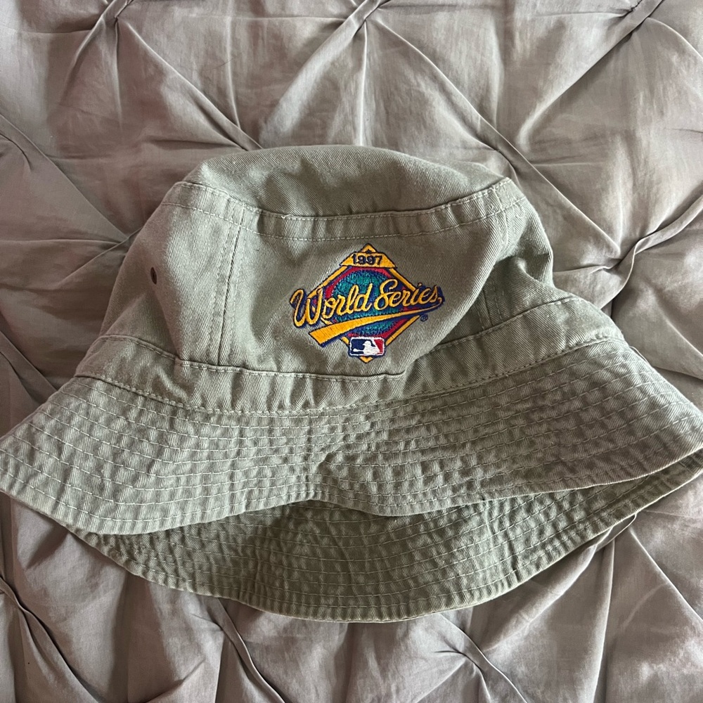 1997 World Series MLB Bucket Hat - Olive Green